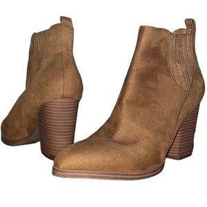 A.N.A. A New Approach - Tan Faux Suede Block Heel Booties - Size 7